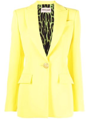 Roberto Cavalli contrast-lining tailored blazer - Yellow