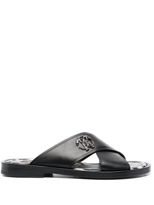 Roberto Cavalli criss-cross leather sandals - Black