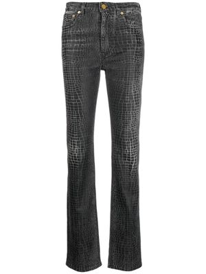 Roberto Cavalli crocodile-print slim straight-leg jeans - Black