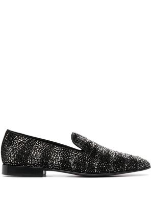 Roberto Cavalli crystal-embellished leather loafers - Black