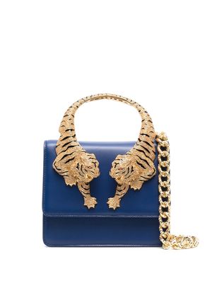 Roberto Cavalli crystal-embellished tiger crossbody bag - Blue
