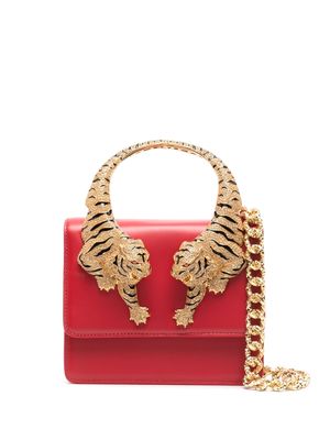 Roberto Cavalli crystal-embellished tiger crossbody bag - Red