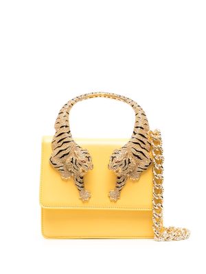 Roberto Cavalli crystal-embellished tiger crossbody bag - Yellow