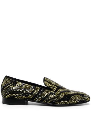 Roberto Cavalli crystal-embellished zebra-stripe slippers - Black