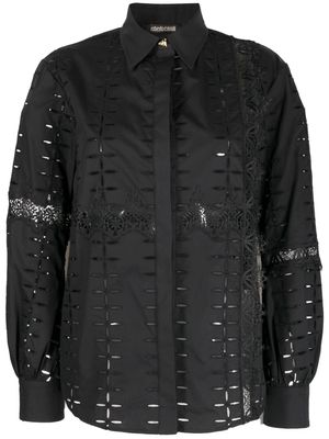Roberto Cavalli cut.out embroidered shirt - Black