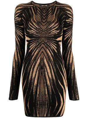 Roberto Cavalli cut-out jacquard minidress - Black