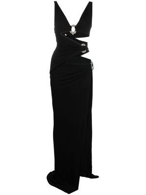 Roberto Cavalli cut-out side-slit gown - Black
