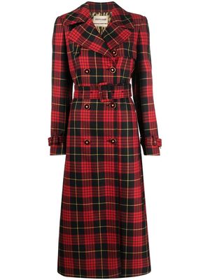 Roberto Cavalli double-breasted tartan trench coat - Red