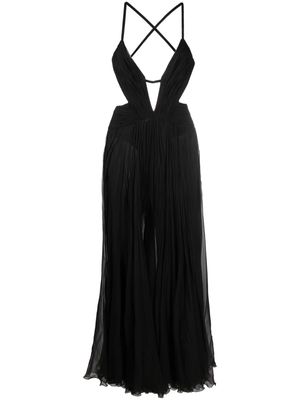 Roberto Cavalli draped backless silk dress - Black