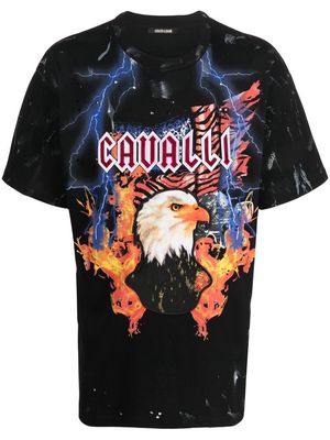 Roberto Cavalli eagle logo-print cotton T-shirt - Black