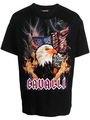Roberto Cavalli eagle print short-sleeve T-shirt - Black