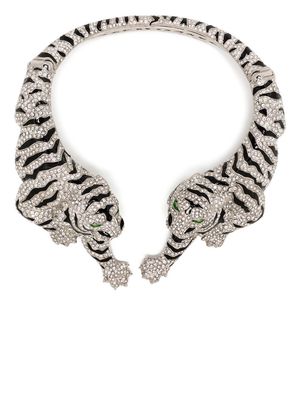 Roberto Cavalli embellished tiger choker - Silver