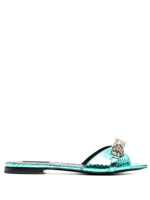 Roberto Cavalli embellished-tiger detail sandals - Blue