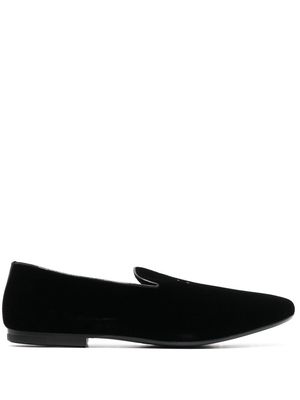 Roberto Cavalli embroidered logo velvet slippers - Black