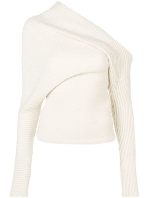 Roberto Cavalli Ercu draped rib knit sweater - Neutrals