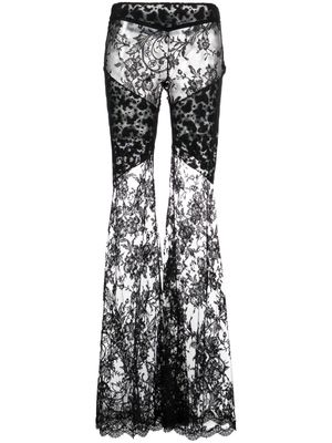 Roberto Cavalli flared Chantilly-lace trousers - Black