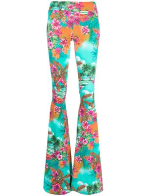 Roberto Cavalli flared floral-print trousers - Multicolour