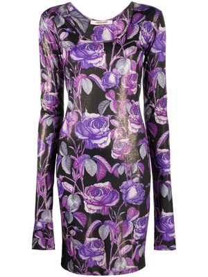 Roberto Cavalli floral-print midi dress - Purple