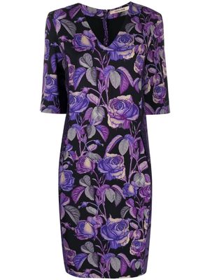 ROBERTO CAVALLI floral-print panelled dress - Purple