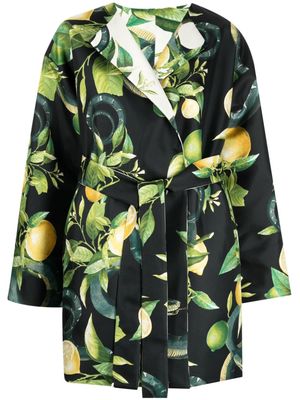 Roberto Cavalli fruit-print reversible belted coat - Multicolour