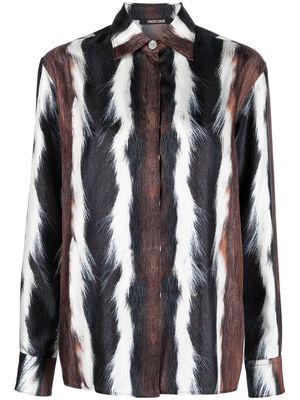 Roberto Cavalli fur-print silk shirt - Brown