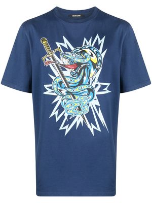 Roberto Cavalli graphic-print cotton T-shirt - Blue