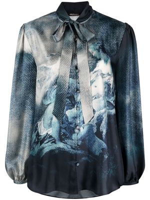 Roberto Cavalli graphic-print silk blouse - Blue