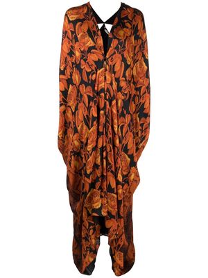Roberto Cavalli graphic-print silk maxi dress - Orange