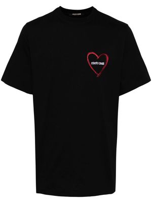 Roberto Cavalli heart-print cotton T-shirt - Black