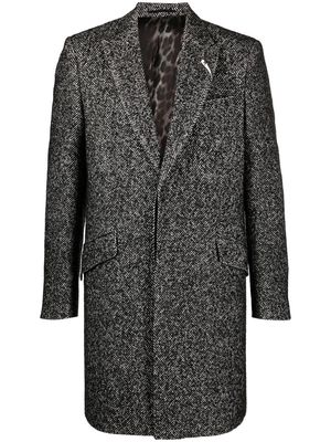 Roberto Cavalli herringbone-pattern midi coat - Black