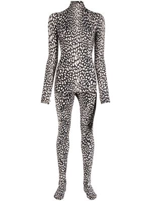 Roberto Cavalli high-neck leopard pattern jumpsuit - Black