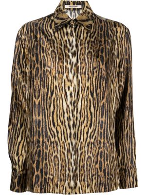 Roberto Cavalli jaguar-print long-sleeve shirt - Neutrals