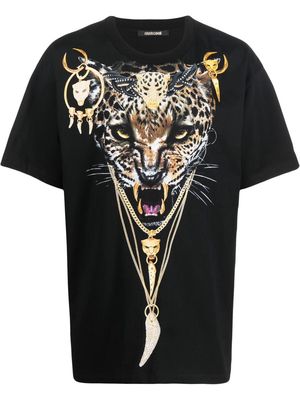 Roberto Cavalli jewellery tiger print T-shirt - Black