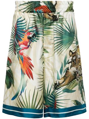 Roberto Cavalli Jungle-print silk shorts - Multicolour