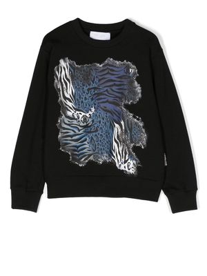 Roberto Cavalli Junior animal patchwork print sweatshirt - Black