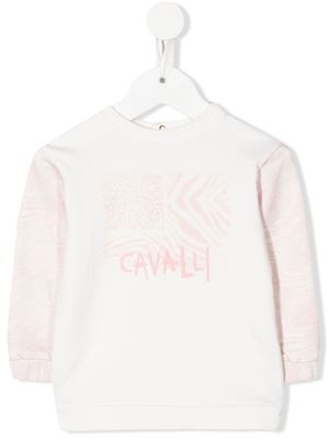 Roberto Cavalli Junior animal print crew neck sweatshirt - White