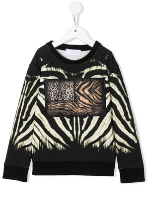 Roberto Cavalli Junior animal-print crewneck sweatshirt - Black