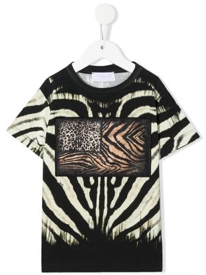 Roberto Cavalli Junior animal-print stretch-cotton T-shirt - Neutrals