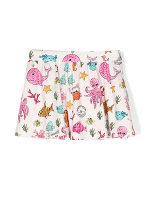 Roberto Cavalli Junior aquatic-print mini skirt - Pink