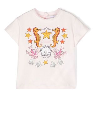 Roberto Cavalli Junior aquatic-print short-sleeved T-shirt - Pink