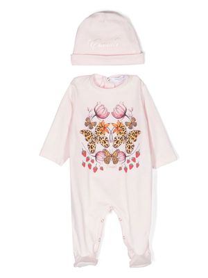 Roberto Cavalli Junior butterfly-print pyjamas and hat set - Pink