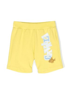 Roberto Cavalli Junior cotton track shorts - Yellow