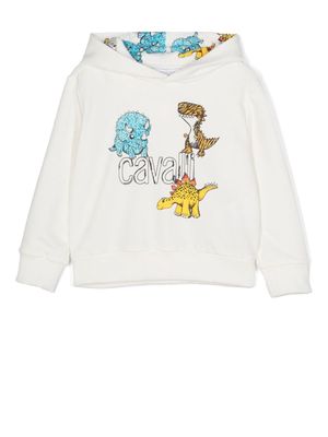 Roberto Cavalli Junior dinosaur-print hoodie - White