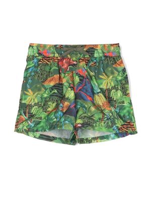 Roberto Cavalli Junior dinosaur-print swim shorts - Green