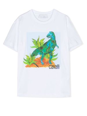 Roberto Cavalli Junior dinosaur print T-shirt - White