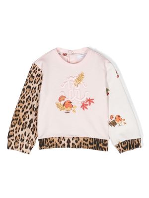 Roberto Cavalli Junior embroidered-logo cotton sweatshirt - Pink