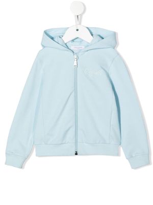 Roberto Cavalli Junior embroidered logo long-sleeved hoodie - Blue