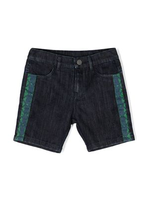 Roberto Cavalli Junior embroidered-logo panelled denim shorts - Blue