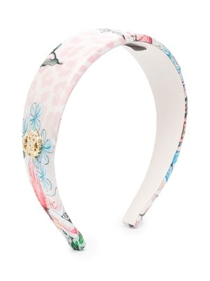 Roberto Cavalli Junior floral-print cotton headband - Neutrals