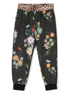Roberto Cavalli Junior floral-print cotton track pants - Black